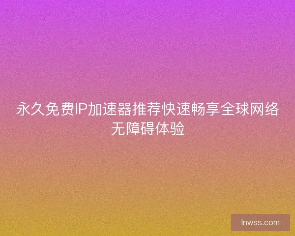 永久免费IP加速器推荐快速畅享全球网络无障碍体验