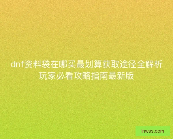 dnf资料袋在哪买最划算获取途径全解析玩家必看攻略指南最新版